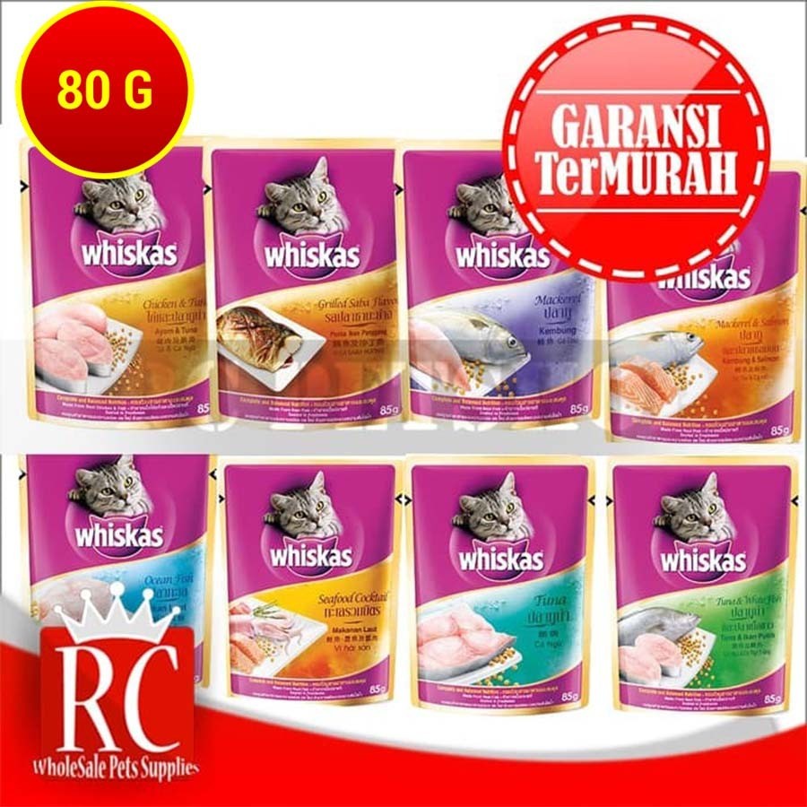 Jual Makanan Kucing Basah Whiskas WetFood Sachet Pouch Adult 85 Gram Shopee Indonesia