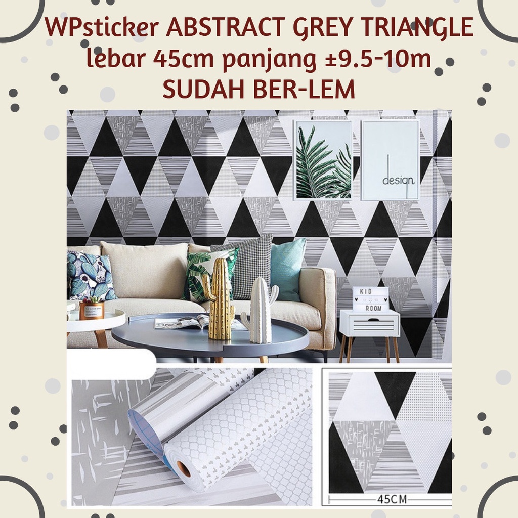 Jual [READY SEMARANG] WALLPAPER STIKER DINDING 10m ABSTRAK SEGITIGA ANEKA WARNA BAHAN ANTI AIR