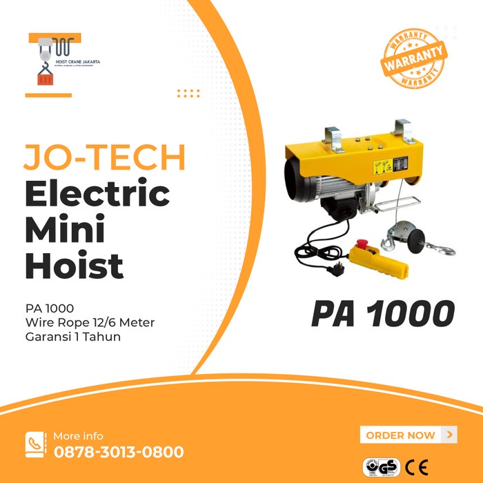 Jual Katrolbarang Electric Mini Hoist Pa 1000 X 12 Mtr Taiwan