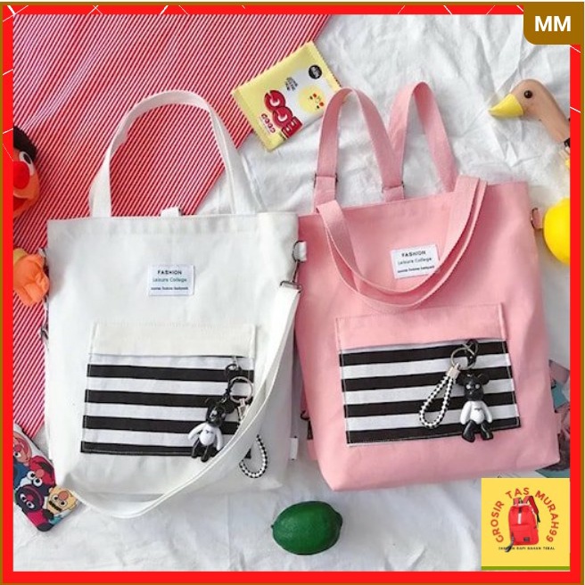 Jual TAS TOTE BAG WANITA RESLETING KANVAS tebal LANDSCAPE untuk BELANJA