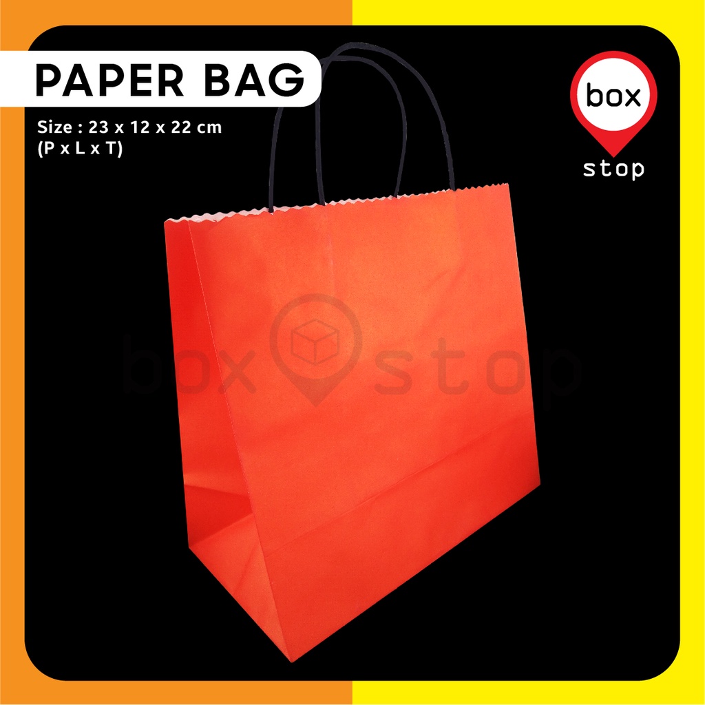 Jual Paper Bag Polos Paper Bag 23x12x22 cm MERAH (20 pcs) Shopee