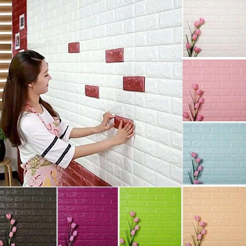 Jual Wallpaper Foam 3D Bata Putih White Brick Sticker Dinding Panel
