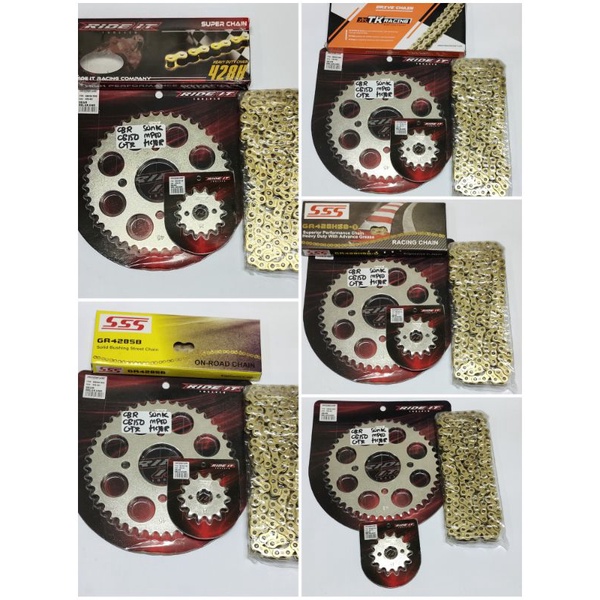 Jual GEAR GIR SET 428 RIDE IT NEW PRODUK CBR 150 K45/K46 CBR FACELIFT