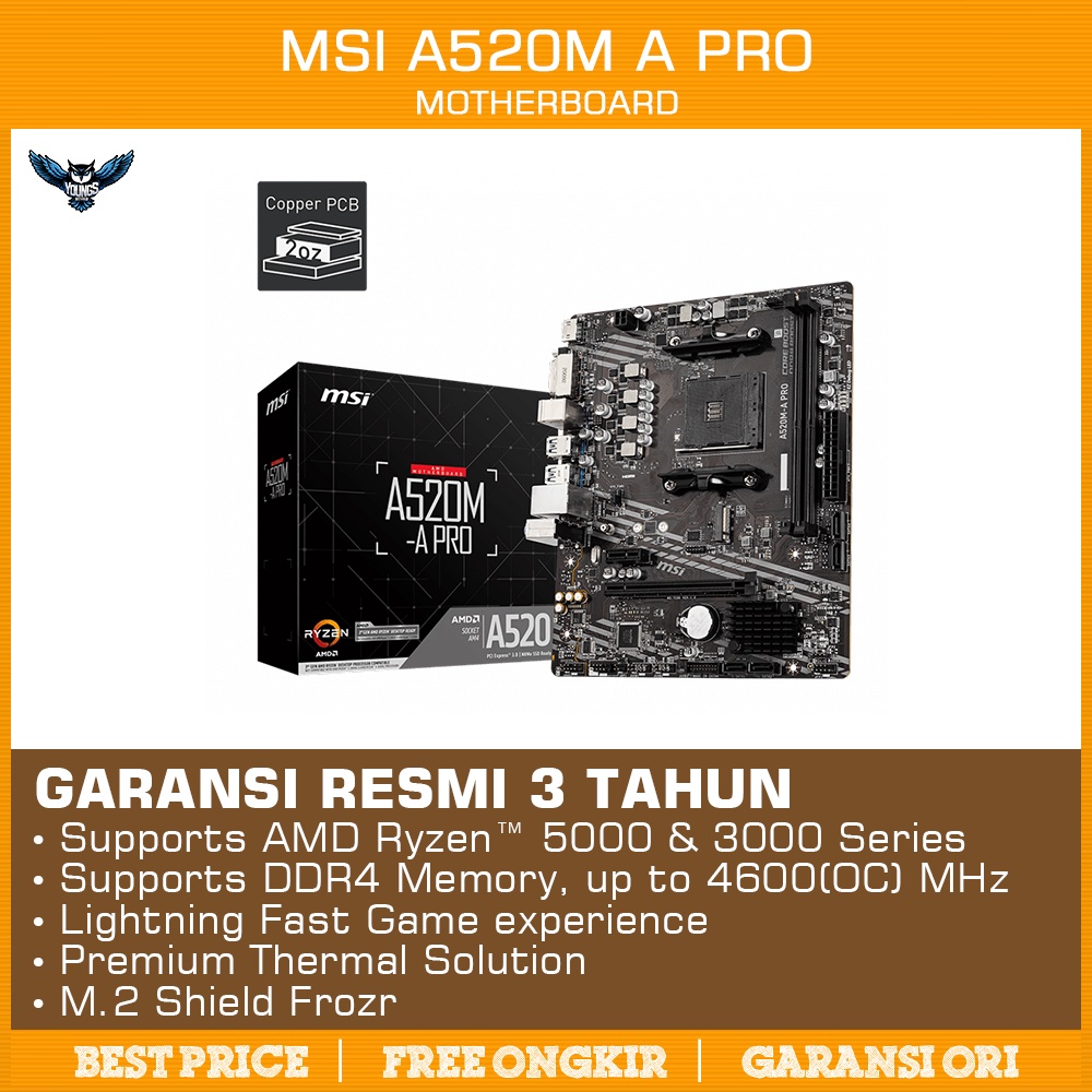 Jual MSI A520M A PRO Motherboard AMD A520 Ryzen AM4 MATX Shopee