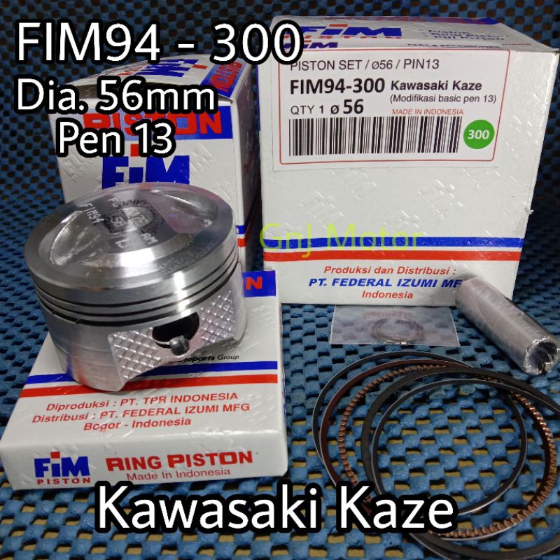 Jual Seher piston set Fim kawazaki kaze, blitz joy pin 13 Os 300 dm 56