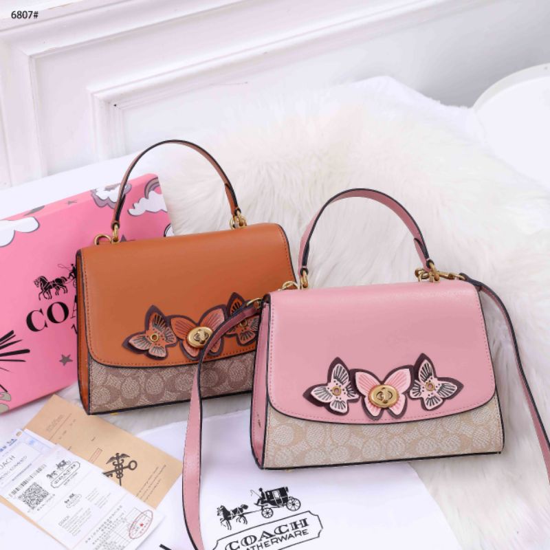 Jual Coach Tilly Top Handle in Signature Canvas With Butterfly Applique