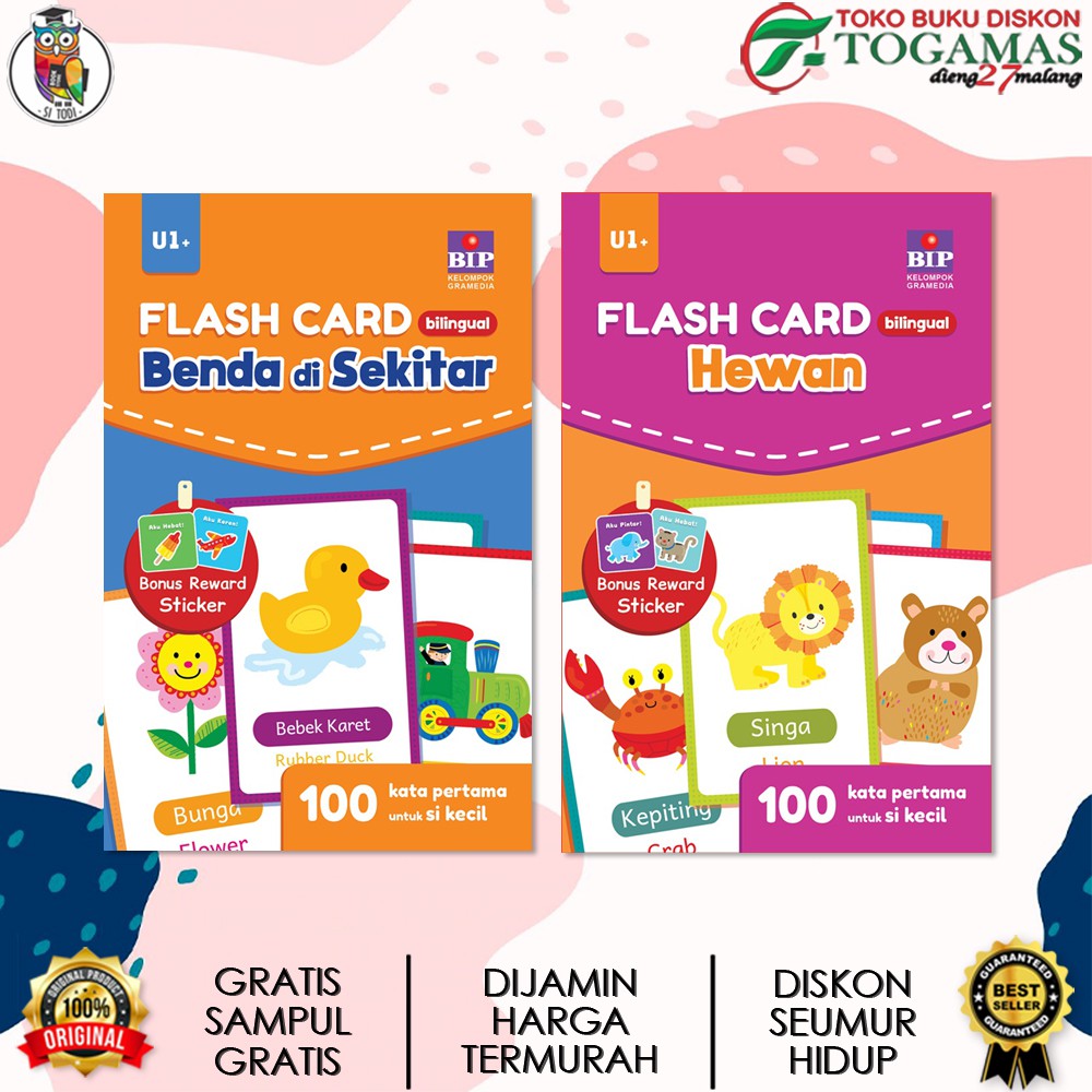 Jual FLASH CARD (BILINGUAL) BENDA DI SEKITAR & HEWAN / BHUANA ILMU
