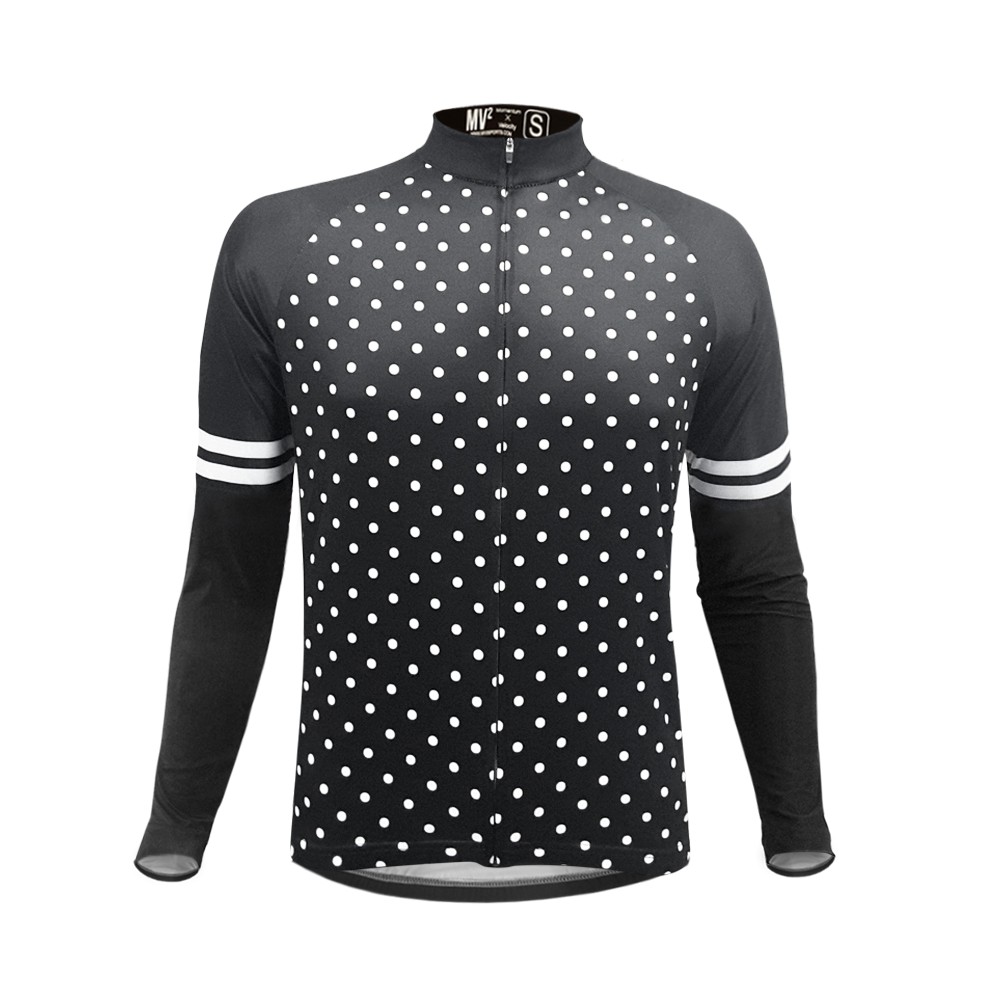 Jual MV2 Women’s Long Sleeve Cycling Jersey Polka Dots White on Black