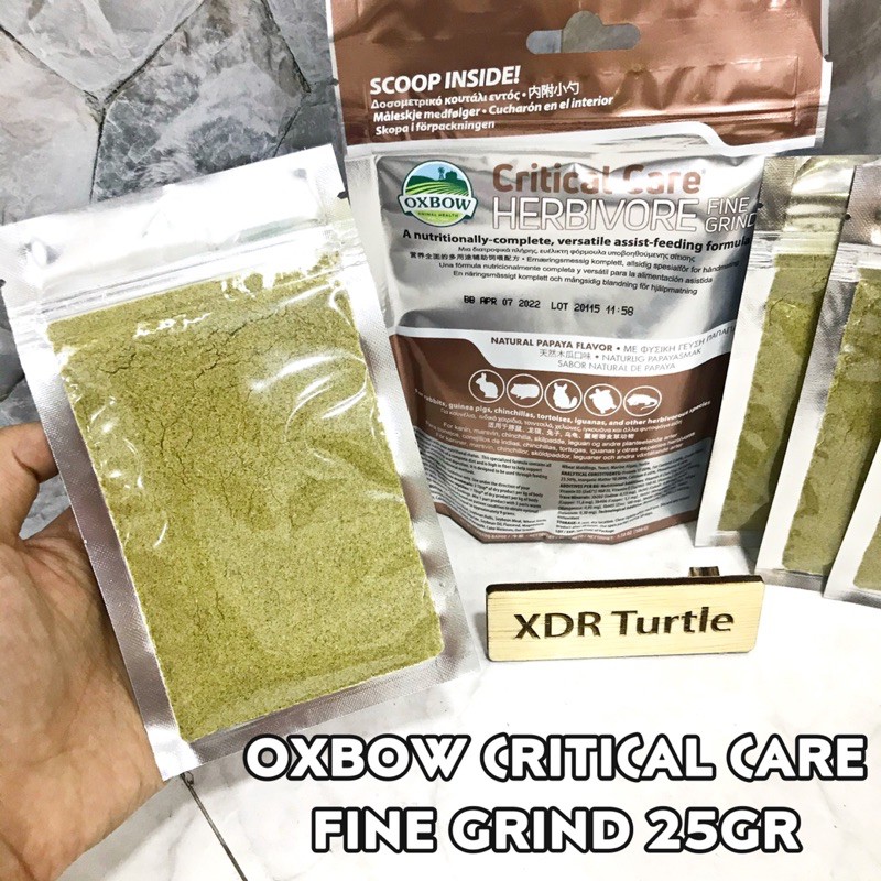 Jual OXBOW CRITICAL CARE FINE GRIND 25GR REPACK FORCE FEED TORTOISE RABBIT RES BRAZIL KURA DARAT