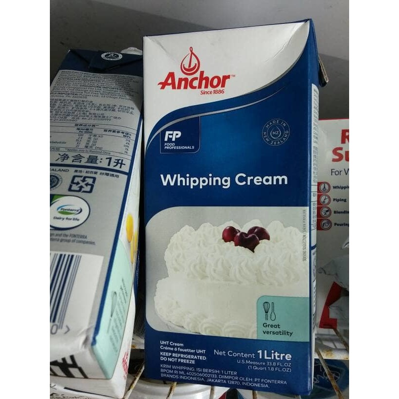 Jual ANCHOR WHIPPING CREAM 1LTR, CREAM CAIR DAN KENTAL CAMPURAN MAKANAN