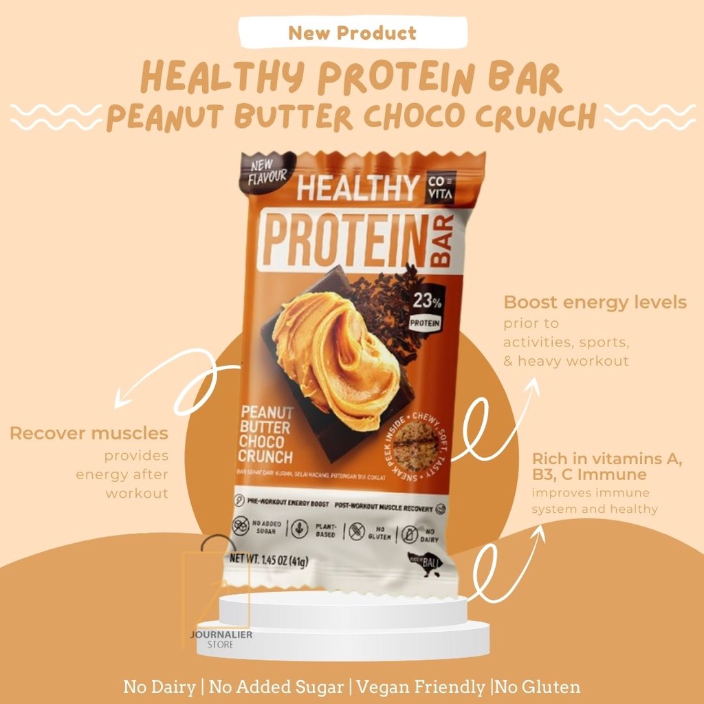 Jual COVITA Healthy Protein Bar Peanut Butter ChocoCrunch Superfood Snack Shopee Indonesia