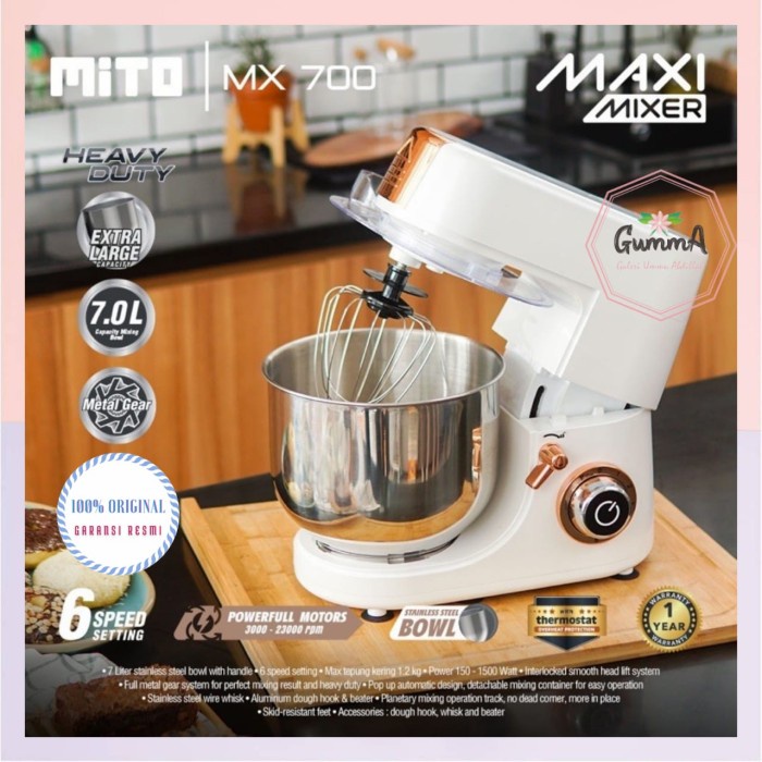 Jual Maxi Mixer MITO MX 700 Stand Mixer 7 Liter Heavy Duty Mx700