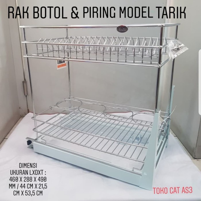 Jual Rak Botol Dan Piring 2 Tingkat Taco/Rak Kitchen Set Chome Hw 006I