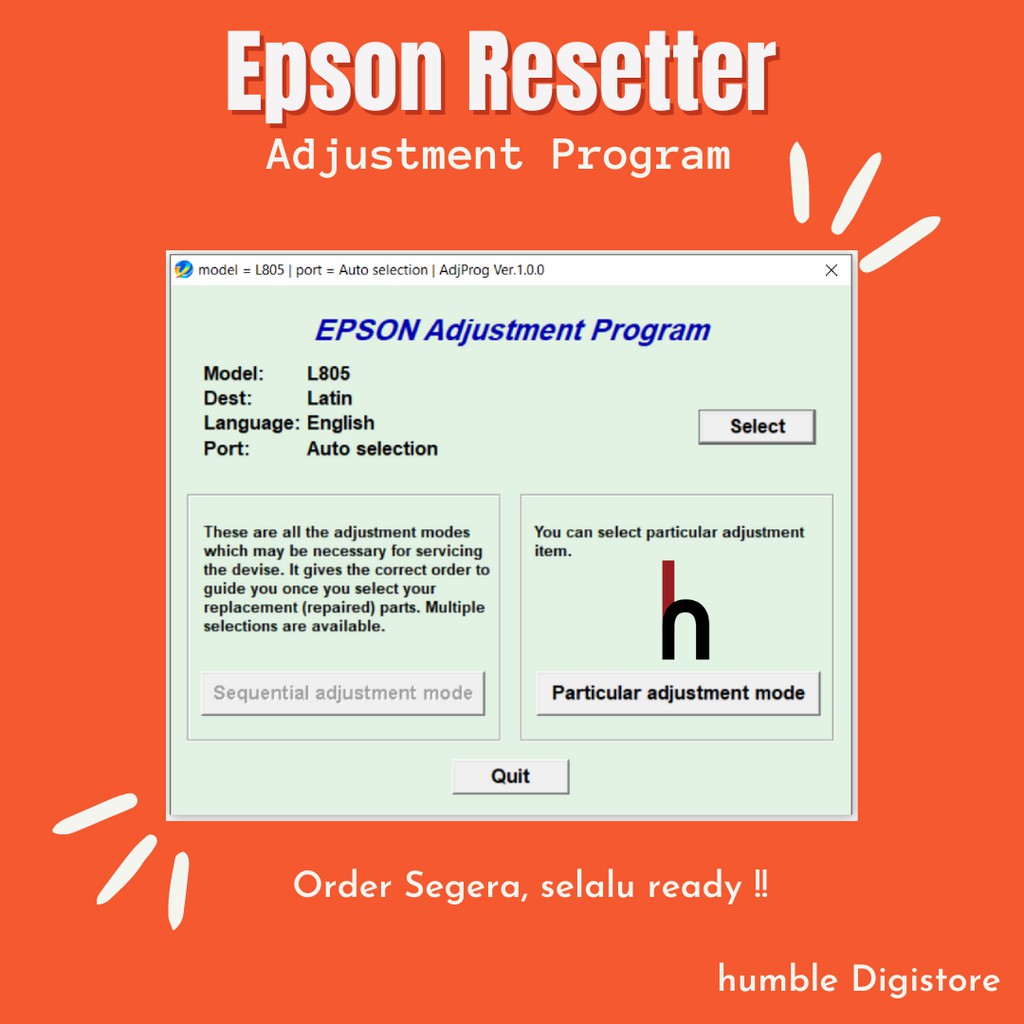 Jual Epson L805 Program Resetter / Waste Ink Pad Counter Reset Shopee