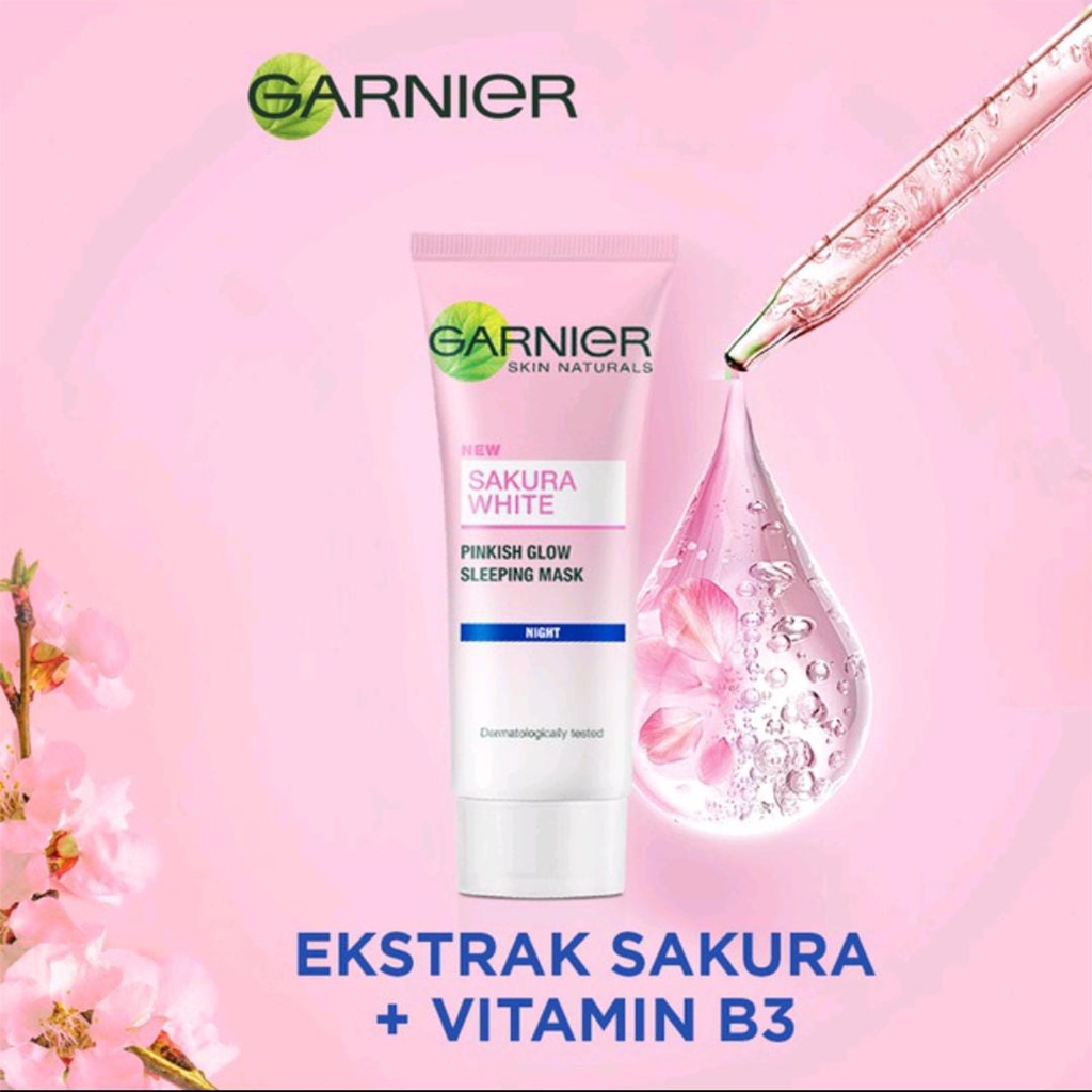Jual PEONY "GARNIER SAKURA GLOW HYALURON SLEEPING MASK 20 ML" / SAKURA