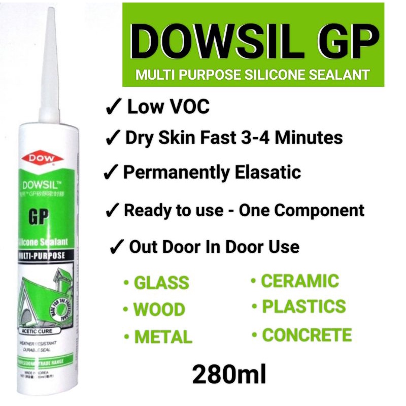 Jual Lem Silikon/Kaca/Aquarium/UPVC/WallPanel Batten DOWSIL GP/TOPSIL