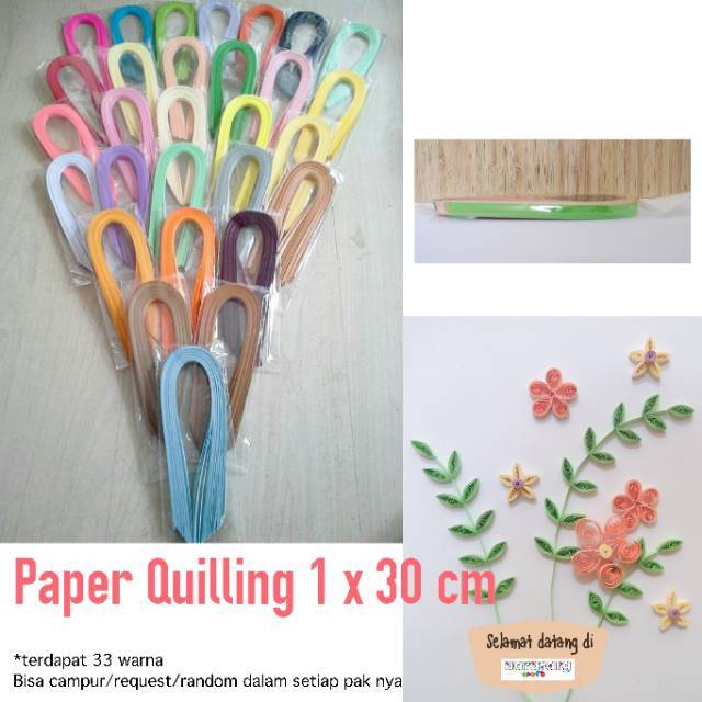 Jual PAPER QUILLING UKURAN 1 x 30 cm/ KERTAS QUILLING / PAPER STRIP