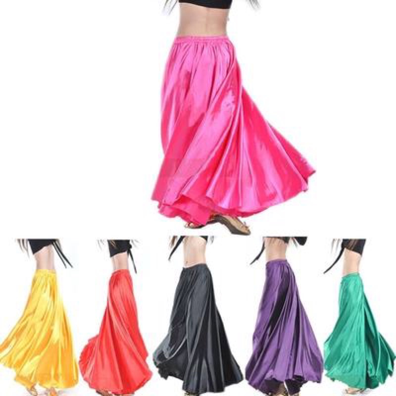 Jual DANCE COSTUME SATIN LONG SKIRT 360 FULL CIRLE / SWING DANCE SKIRT