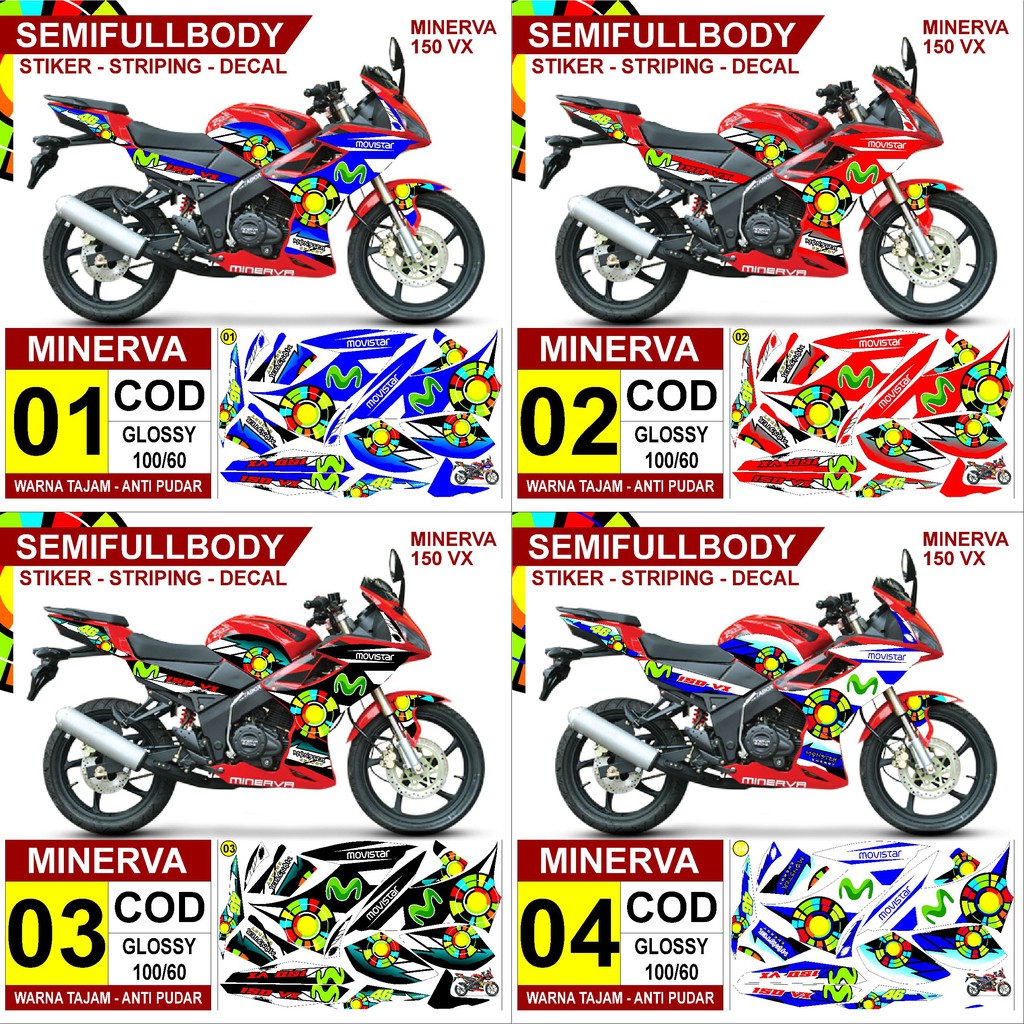 Jual Stiker decal striping Minerva VX Variasi 46 Semifullbody (semua