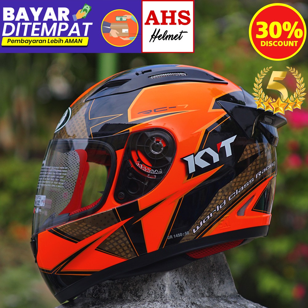 Jual Helm KYT Full Face Rc7 Motif Seri 16 Red Black Gold Original Helm
