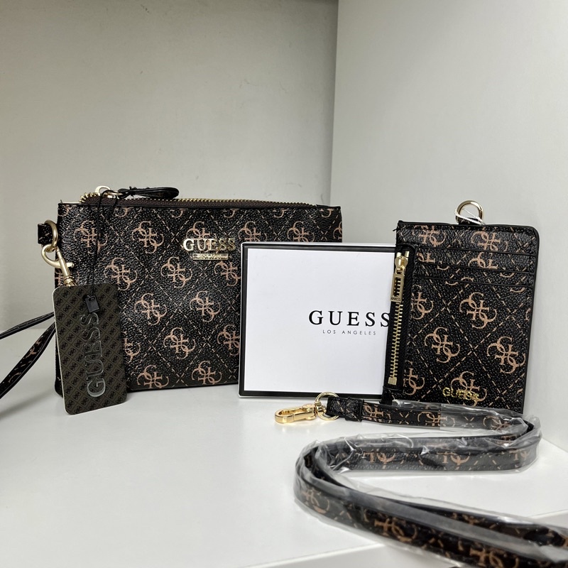 Jual (COD) ID CARD Guess slide Zip Lanyard CardHolder Nametag