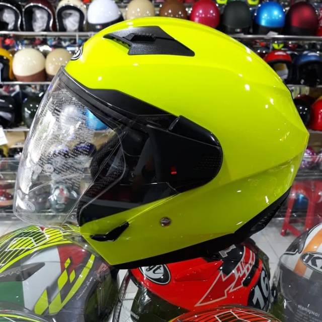 Jual Helm Half Face Zeus Z611 Solid Yellow Fluo Shopee Indonesia