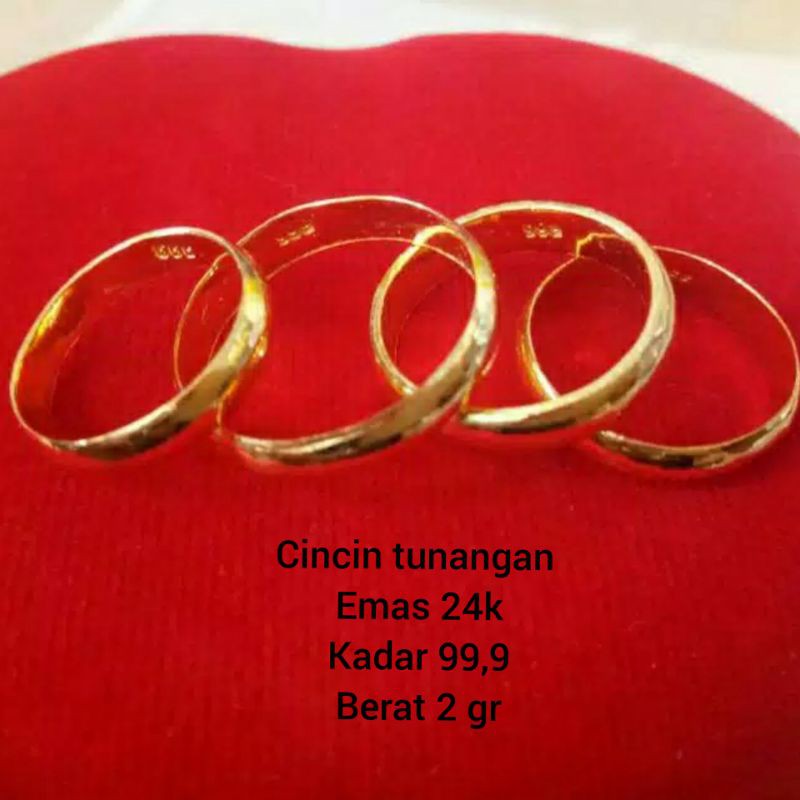 Jual Cincin tunangan emas asli 24k kadar 99,9 bisa ukir nama dalam(04)
