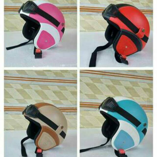 Jual Helm Bogo Dewasa Polos Ada Kacamatanya (Tanpa Kaca) Shopee Indonesia