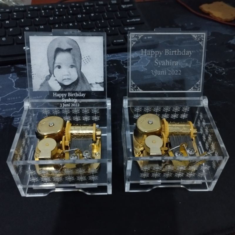 Jual Custom Kotak Musik Otomatis Akrilik Music Box Acrylic Grafir Wajah