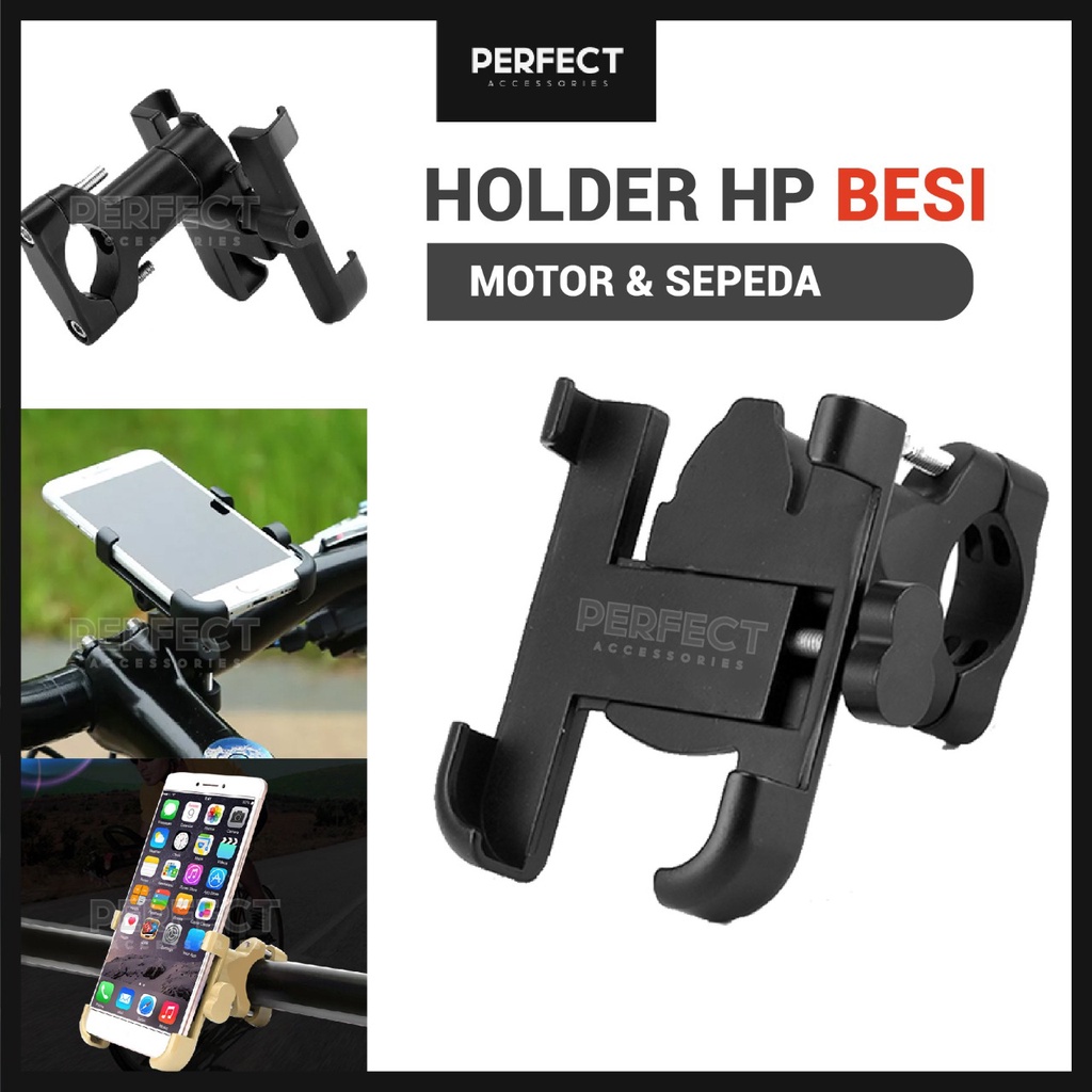 Jual Holder Motor HP Stang Besi Dudukan Penahan Full Aluminium Tempat