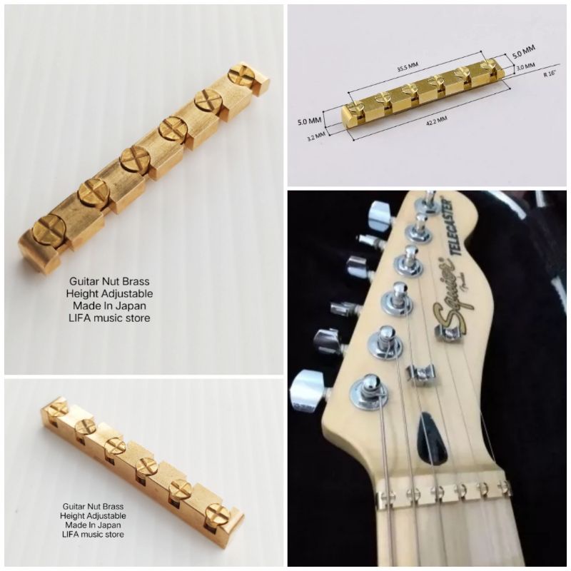 Jual Guitar Nut Brass Height Adjustable Made In Japan For Stratocaster & Telecaster Shopee