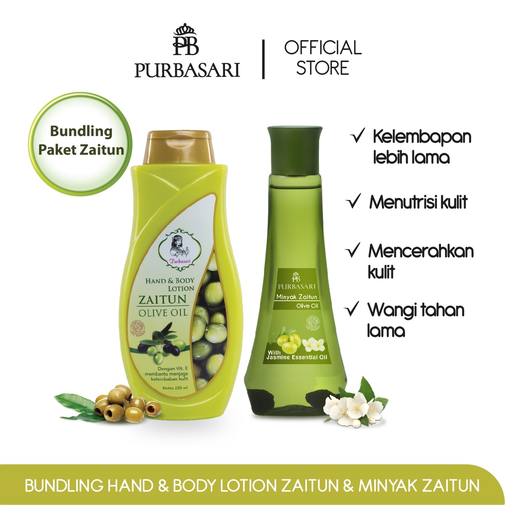Jual Bundling Purbasari Hand & Body Lotion Zaitun + Minyak Zaitun