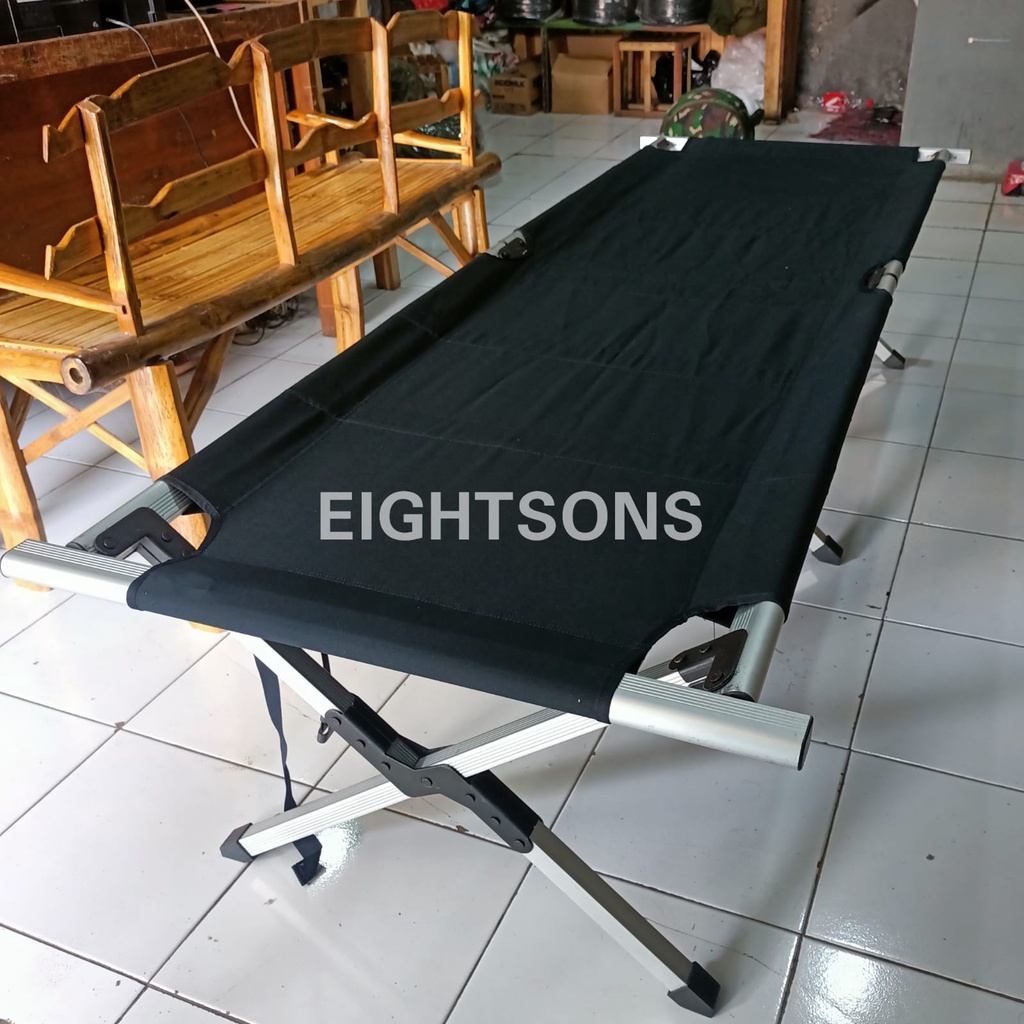 Jual Velbed Hitam TNI POLRI Ranjang Lipat Aluminium Folding Bed Lipat 2