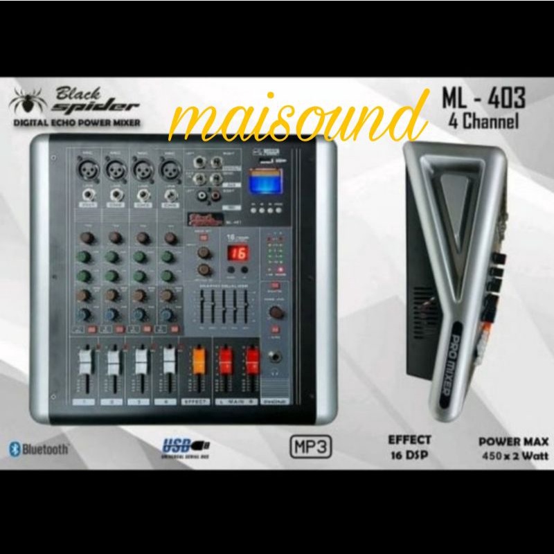 Jual POWER MIXER BLACK SPIDER ML 403 POWER BLACKSPIDER ML403 4 CHANNEL
