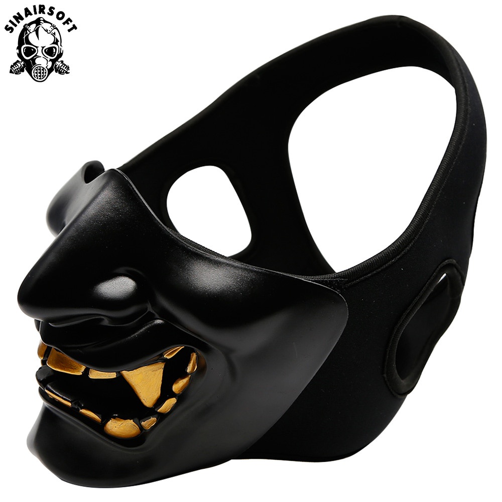 Jual PREORDER Airsoft Paintball Military Tactical Prajna Half Face Mask Samurai Hannya Horror