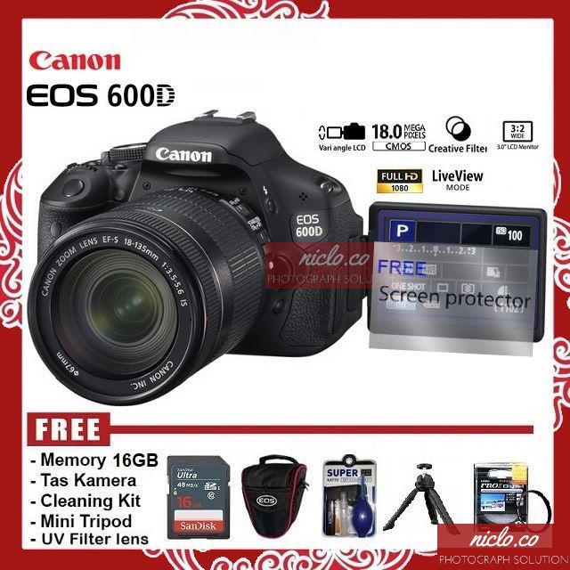 Jual [NEW] KAMERA CANON EOS 600D + LENSA KIT 1855MM IS GARANSI 1