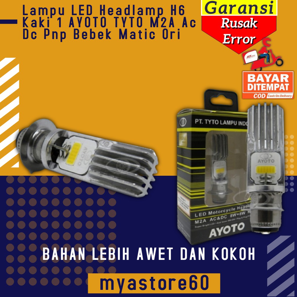 Jual Lampu Bohlam LED Headlamp H6 Kaki 1 AYOTO TYTO M2A Ac Dc Pnp Bebek