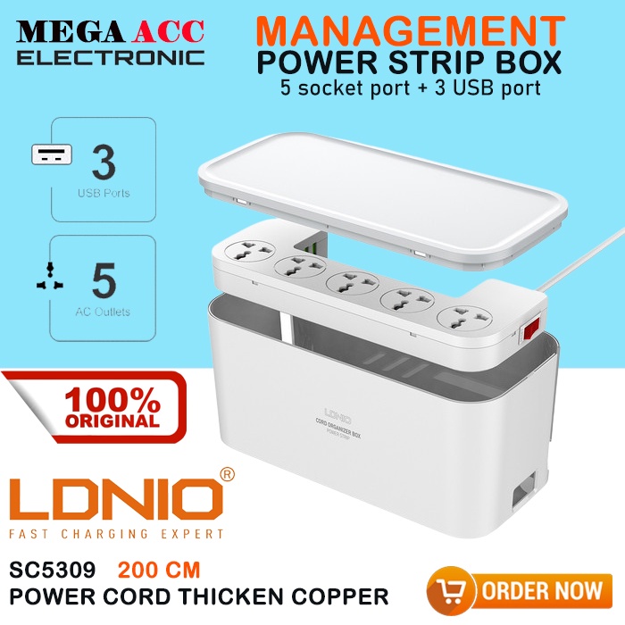 Jual LDNIO SC5309 Management Power Strip Box 5 Soket Listrik dan 3