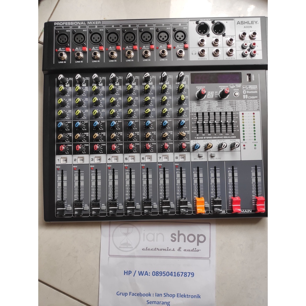 Jual Mixer Audio Ashley AX8N V3 NEW 8 Channel Efek 99 Digital DSP USB