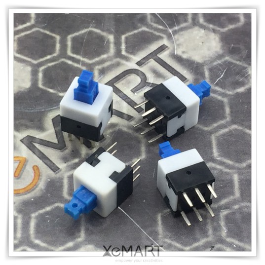 Jual Toggle Switch 6 Pin 8.5x8.5 mm Blue Momentary Type DPDT Through