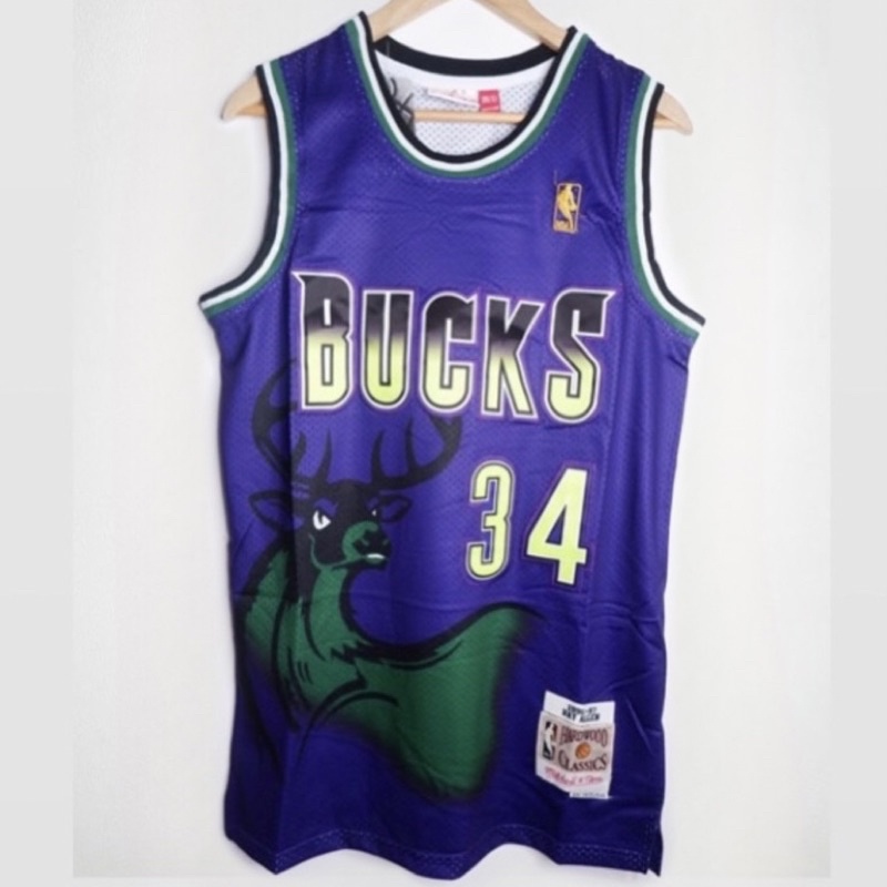 Jual JERSEY BASKET NBA CLASSIC HWC MILWAUKEE BUCKS 34 RAY ALLEN