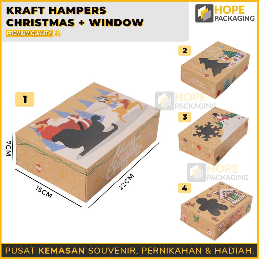Jual Kraft Hampers Box Christmas + Window Gift Box Natal Souvenir