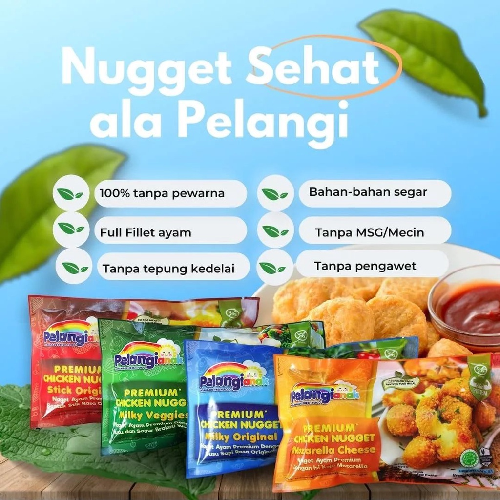Jual Nugget Ayam Sehat Non MSG & Pengawet Pelangi Frozenfood Chicken Nugget Halal Alami
