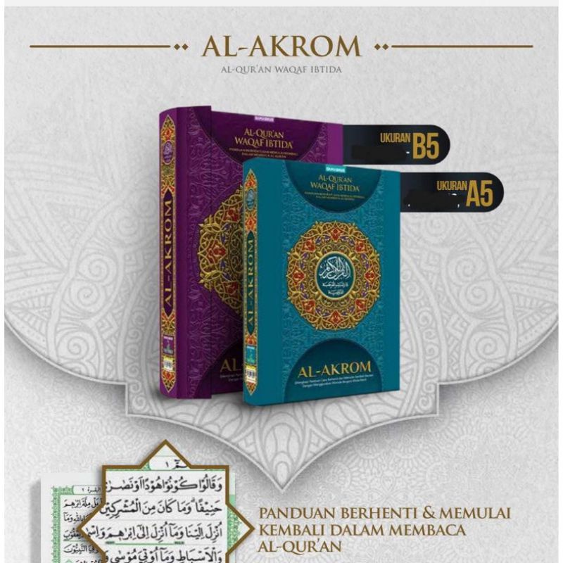 Jual ALQuran Waqaf Ibtida Alquran AL AKROM A5 Dan B5 Panduan