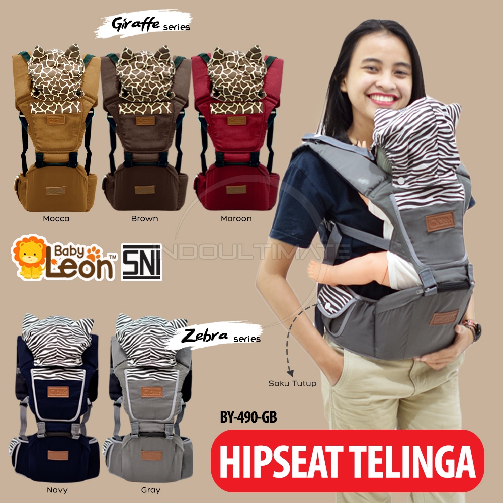 Jual BABY LEON 5in1 Way Gendongan Hipseat + Penutup Kepala Baby Carrier Gendongan Duduk Bayi BY