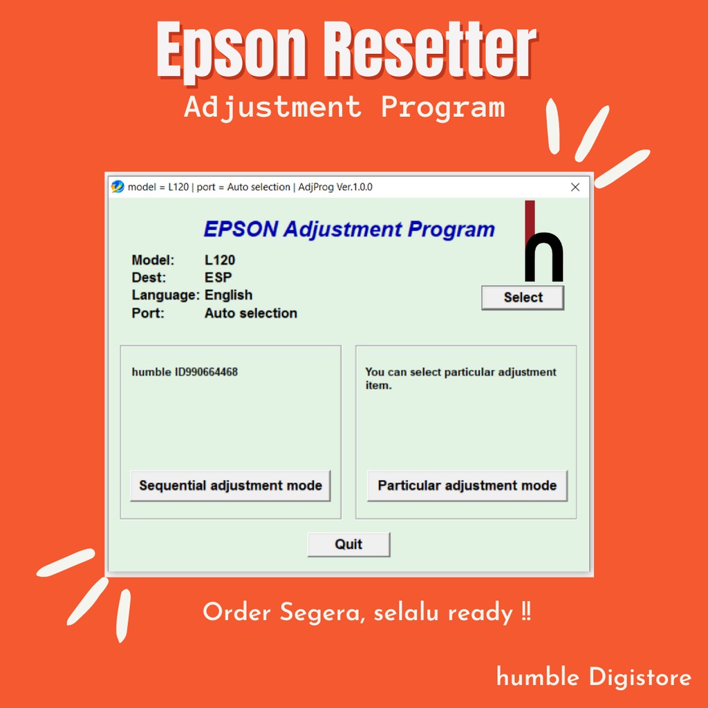 Jual Epson L120 Program Resetter / Waste Ink Pad Counter Reset Shopee