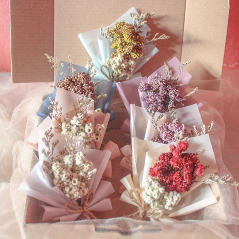 Jual MINI BOUQUET FLOWER / MINI BOUQUET DRIED FLOWER (Tinggi 11cm