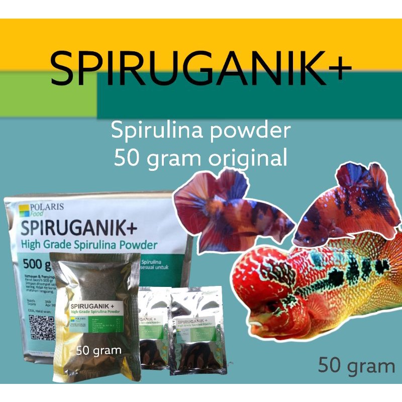 Jual Spirulina powder spiruganik 50 gram/pakan ikan/obat ikan /original produk Shopee Indonesia