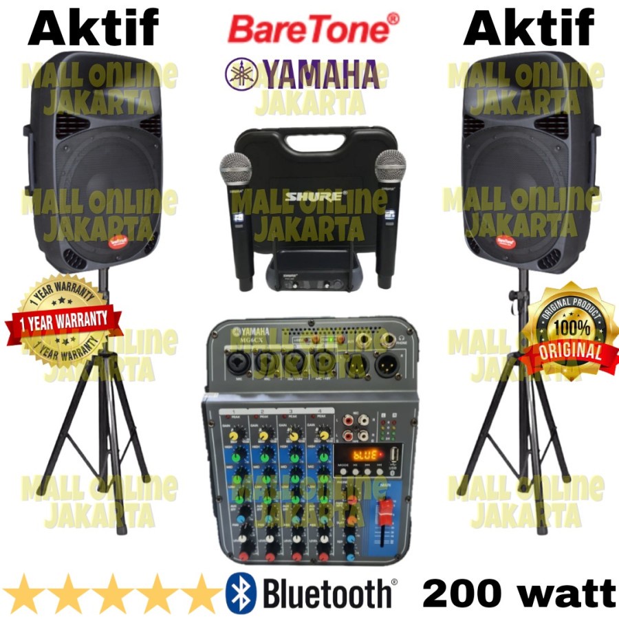 Jual Paket Baretone 15 inch speaker aktif mixer yamaha 6 channel sound