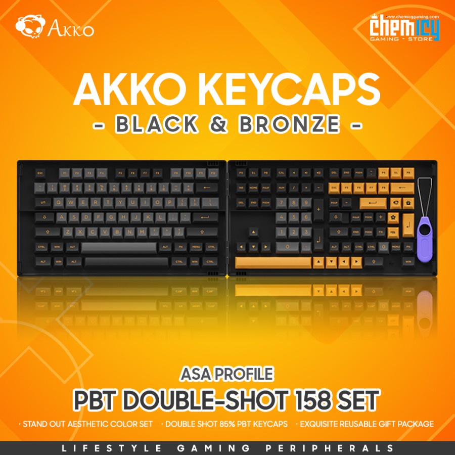 Jual Akko Black & Bronze Keycaps 158 set ASA Profile Shopee Indonesia